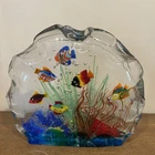 Vintage Murano Glass Aquarium Sculpture • Handcrafted Tropical Fish 6”x 7”