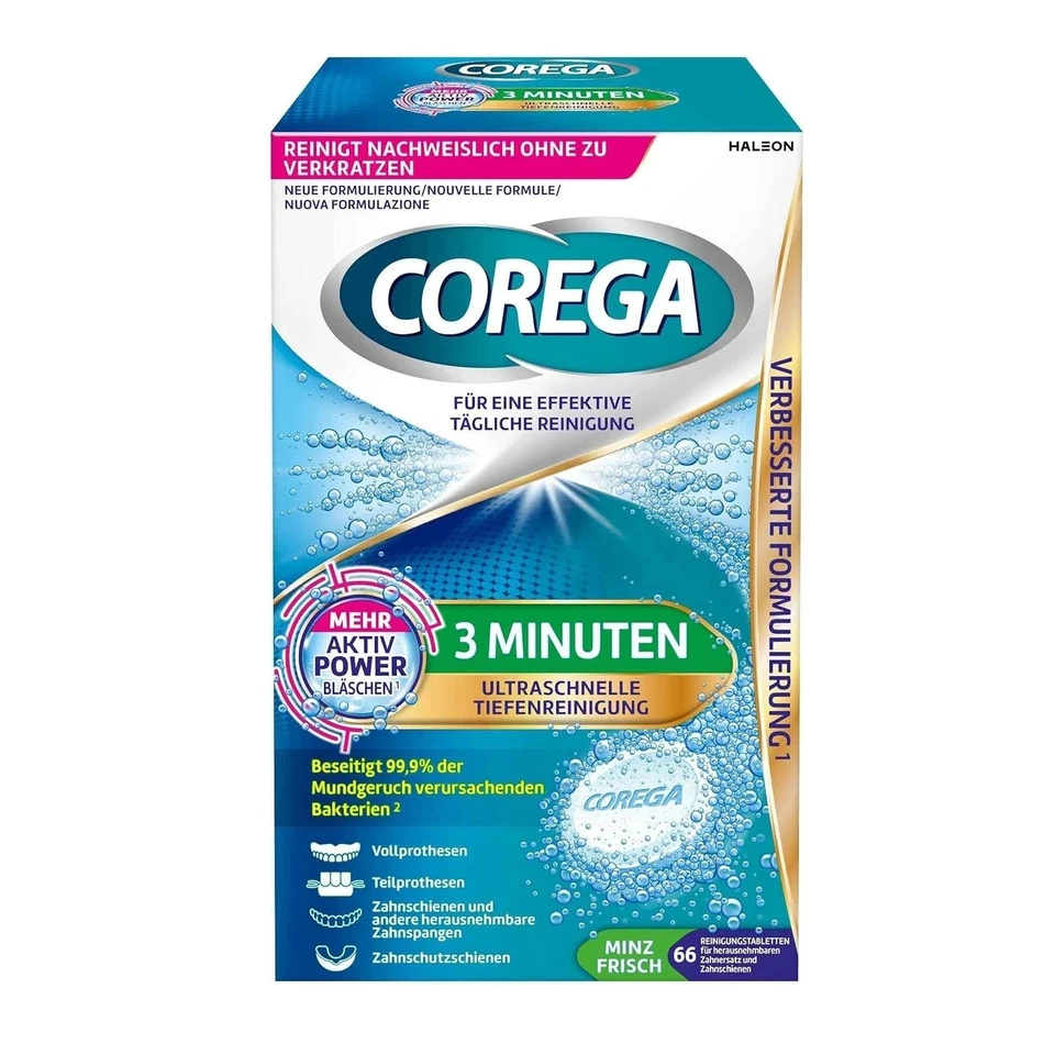 COREGA TABS 3 Minuten 66 St für Voll- und Teilprothesen, Retainer und Aligner - Bild 1 von 4