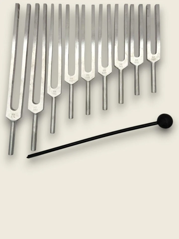 Juego de 9 diapasones Solfeggio - Kit de terapia de curación de sonido, chakra y ADN Foto 2 de 4