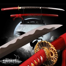 Handmade Sharp Red Samurai Katana Full Tang Japanese Sword Unokubitsukuri Blade