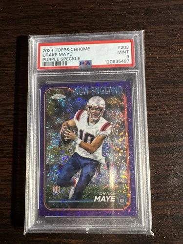 2024 Topps Chrome Drake Maye Rookie RC Purple Speckle Psa 9 #203 /275