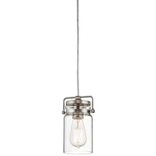 Kichler Brinley 1-Light Brushed Nickel Vintage Mini Pendant Light w/ Clear Glass