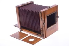 SCHRAMBACH 13X18CM FIELD CAMERA ANTIQUE GLASS PLATE TAILBOARD W/ 2 LENS BOARDS