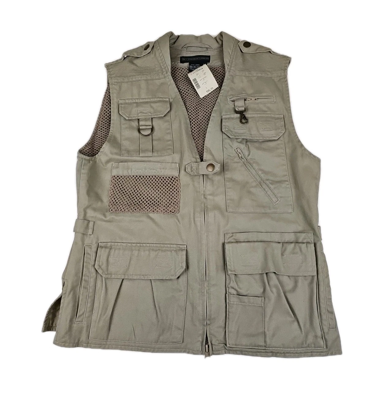 Vtg New J Peterman Safari Fishing Hunting Photography Utility Vest Mens Size LG