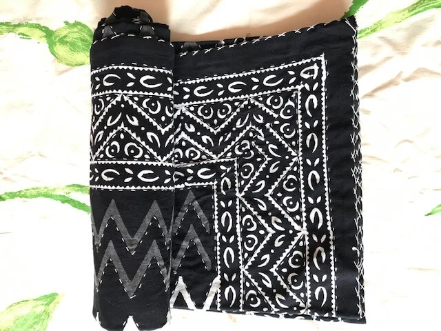 Colcha edredón Kantha beige doble hecha a mano india manta de algodón Gudari Foto 3 de 4