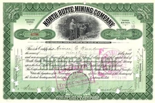 North Butte Mining Co. Capital Stock Certificate, 90 Shares, State of Minnesota