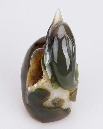 757g 5.1" Natural Geode Agate Quartz Crystal Hand Carved Dolphin Carving 0127 - Picture 7 of 8
