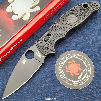 Spyderco Manix 2 CQI Lightweight BD1N Black Plain Blade Black FRCP (C101PBBK2)