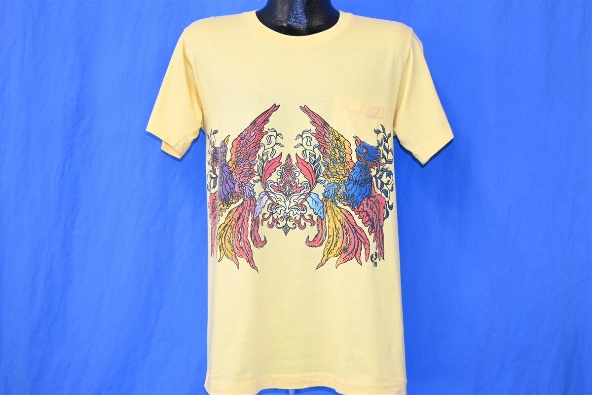 vintage 70s HANG TEN POCKET 2 SIDED SURFWEAR BIRDS YELLOW SURF
