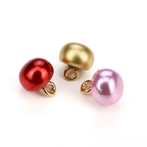10X DIY 10mm Half Ball Dome Pearl Buttons with Metal Shank Sewing Clothes Craft - Picture 1 of 35