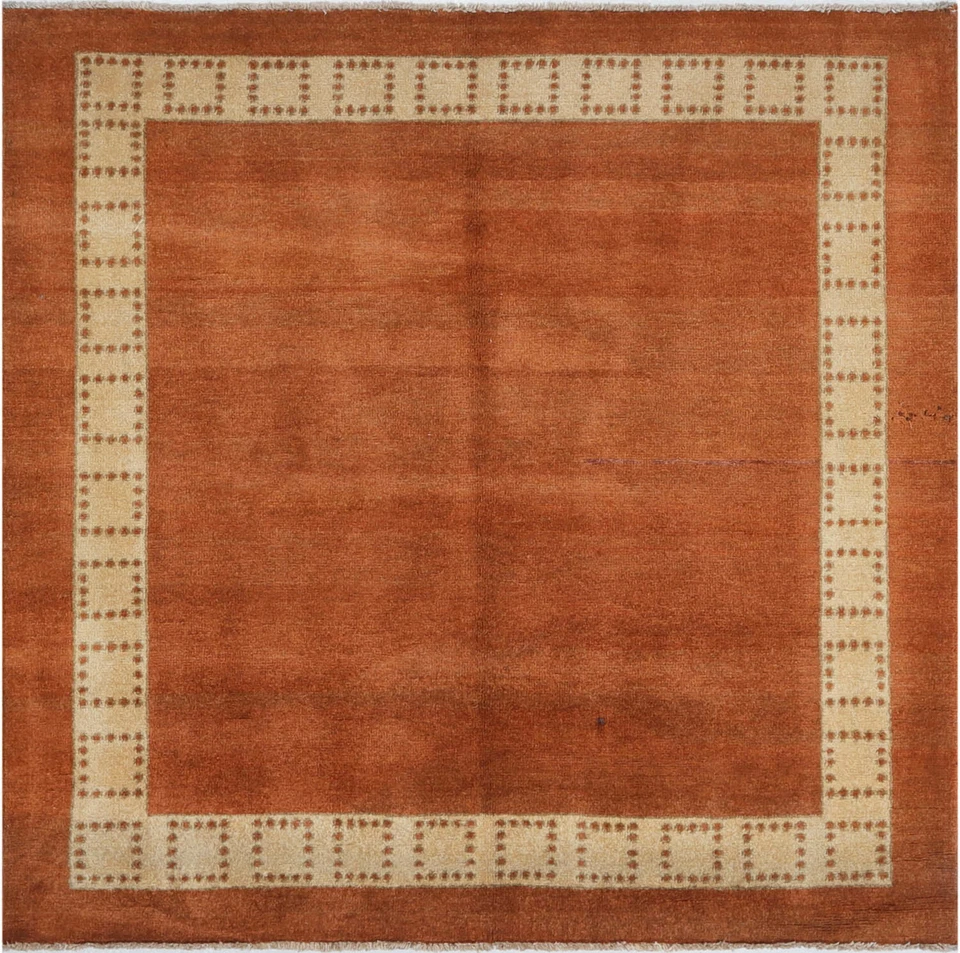 4x4ft Blank Ground Gabbeh Rug – 100% Handmade Wool - Simple Design - Image 2 of 4
