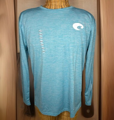 Costa Technical Crew Long Sleeve T-Shirt Cat Blue, Men s Size M, UPF 50+ NEW