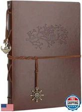 Leather Scrapbook Album, AIOR Vintage Photo Album DIY Memory Book, 60 Black B