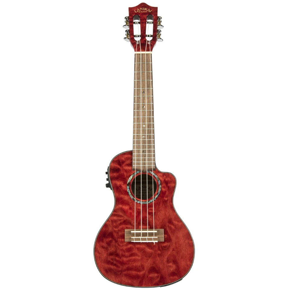 Lanikai QM-RDCEC Quilted Maple Red Concert Acoustic Electric Ukulele With Case - Image 4 of 4