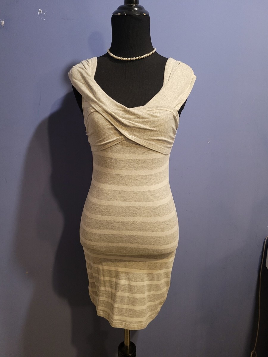 grey and white striped bodycon dress Vintage Abercrombie & Fitch stretch Sz sm Size:2 - 3 yrs davids bridal bridesmaid dress This versatile midi dress black lace maxi dress