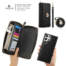 For Samsung S25/2223/24 Case Magnetic Cover Leather Woman Girl Crossbody Handbag