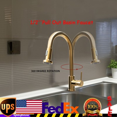Corrosion Pull Out Basin Faucet Tap Pull-Out Pipe Large Flow Cold/Hot Dual-Use