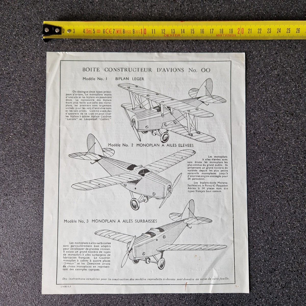 méccano NOTICE CONSTRUCTEUR D'AVION n° 00 originale