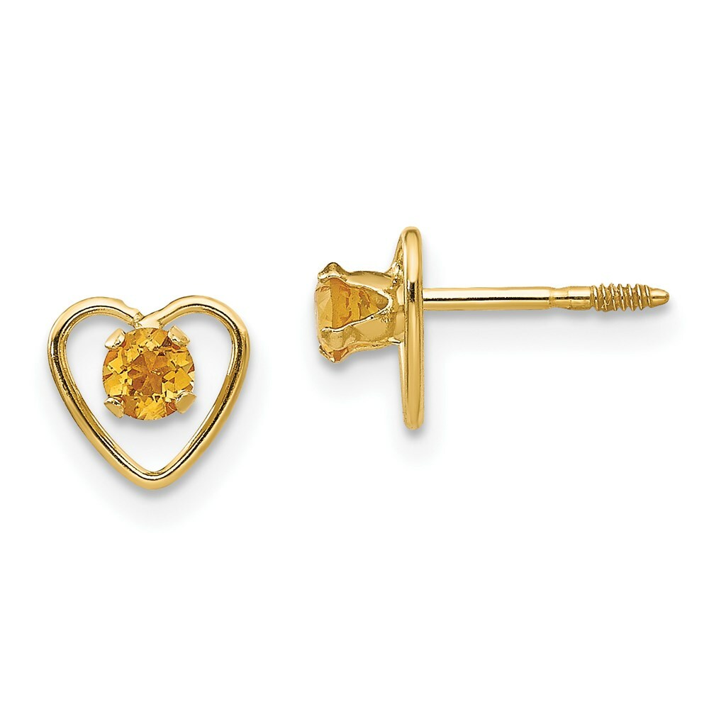 Серьги Madi K Kids с цитриновым камнем в форме сердца 14 карат 3 мм 038 грамма 28990₽