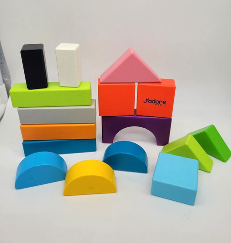 Jadore Paris Natural Wood fun COLORED Wooden blocks baby nice condition