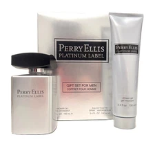 Perry Ellis Platinum Label 2-pc Gift Set for Men: 3.4 oz EDT + 3.4 oz Shower Gel