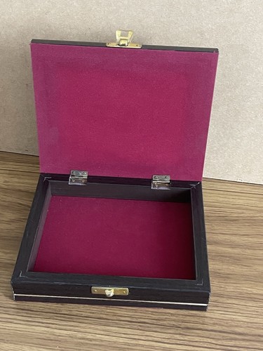 Vintage Wood Glass Jewellery Box Brown Trinket Case 17x14x4cm Great Condition - Picture 2 of 11