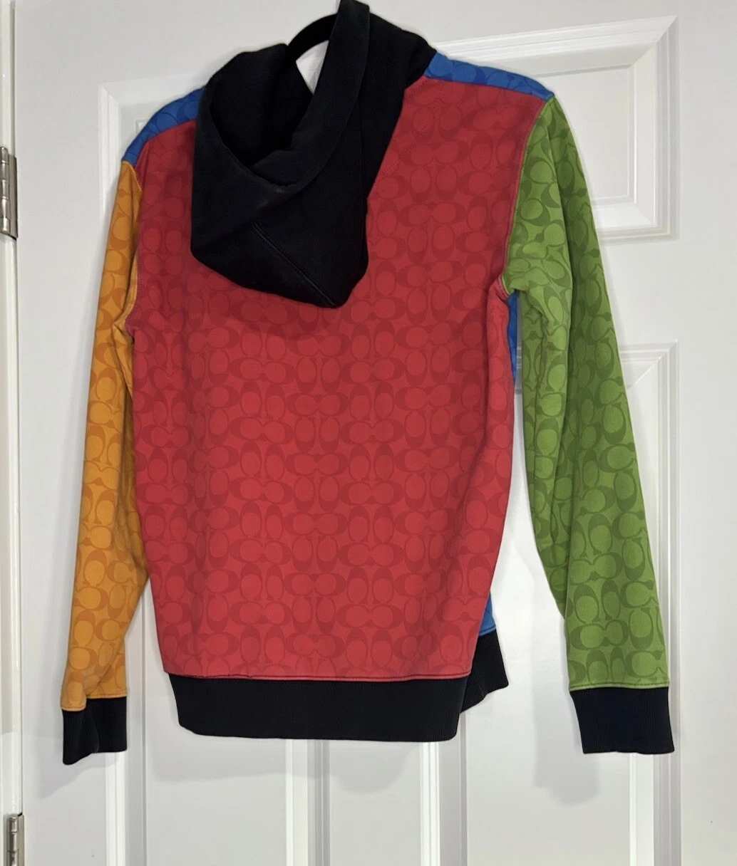 FELPA CON CAPPUCCIO COACH MULTICOLORE EDIZIONE LIMITATA STILE UNISEX Uomo Taglia S