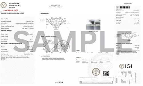3Ct Round Cut Certified Lab Grown Diamond F Color SI1 Clarity Loose Stone - Image 4 of 4