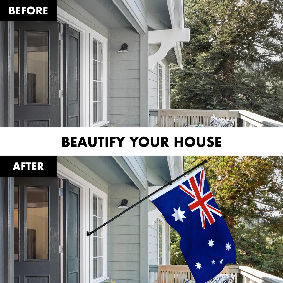 NUEVO G128 Juego de Bandera y Asta de Bandera de Australia, 6FT Poste Negro y 3x5FT 150D Bandera Foto 3 de 4