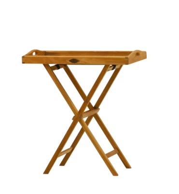 Teak Beistelltisch Lucca (70x35 cm) Abnehmbares Tablett Klappbar Serviertisch - Bild 1 von 4