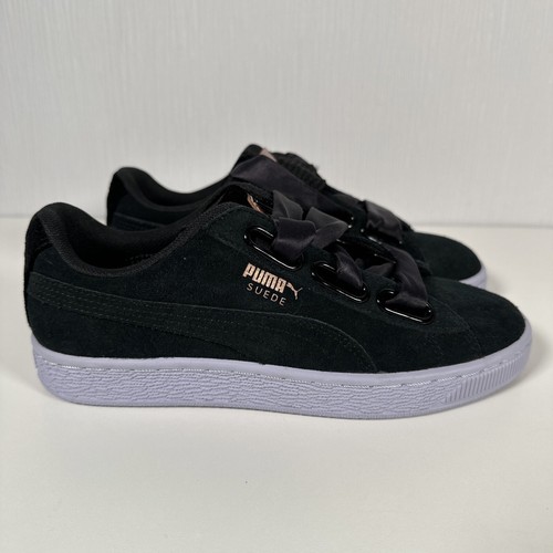 Puma Suede Heart VR Sneaker Damen UK 3,5 schwarz rosegold Chunky Ribbon Schnürsenkel - Bild 2 von 11