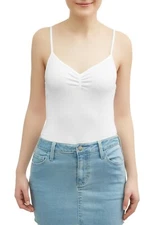 No Boundaries Women's Juniors Rib Cami Shirt X-Large (15-17) White Cinched Neck