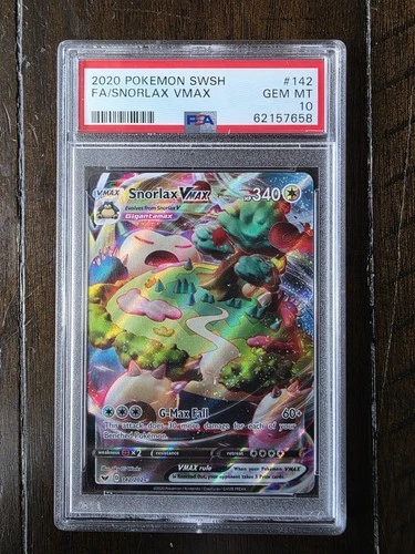 2020 POKEMON SWORD & SHIELD #142 FULL ART/SNORLAX VMAX PSA 10