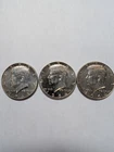 3 Kennedy Silver Half Dollars. [1] 1964, [2] 1964-D