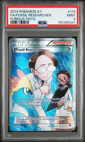 2014 POKEMON XY FURIOUS FISTS #110 FULL ART/FOSSIL RESEARCHER PSA 9