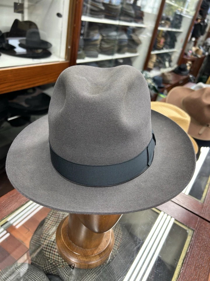 Sombrero de hombre vintage Borsalino Sorrento gris acero talla 56 EE. UU. 7 Foto 2 de 4