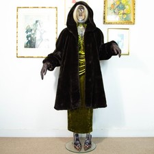 Vintage Chocolate Brown Faux Fur Coat with Hood – 1980s Plush Swing Silhouette
