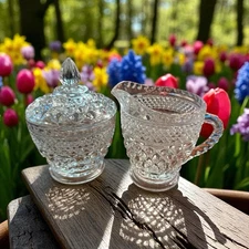 Anchor Hocking WEXFORD Creamer and Covered Sugar Bowl Set EUC