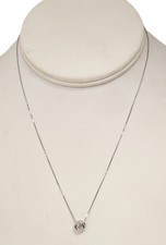 14K White Gold Diamond Pendent w/ Chain, 15-1/2" Long