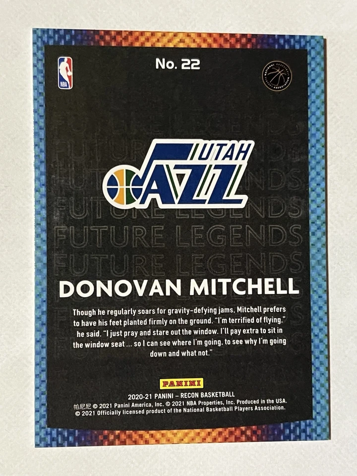 2020-21 DONOVAN MITCHELL PANINI FUTURE LEGENDS NBA CARD /199 UTAH JAZZ #22  B6 - Image 2 of 2
