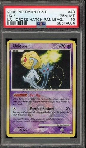 Pokemon Uxie Pokemon League Crosshatch Reverse Holo Rare #43 PSA 10 Gem Mint