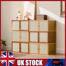 Storage Unit Bamboo Cabinet Cupboard Bedroom Shelf Unit Stackable Home Rack