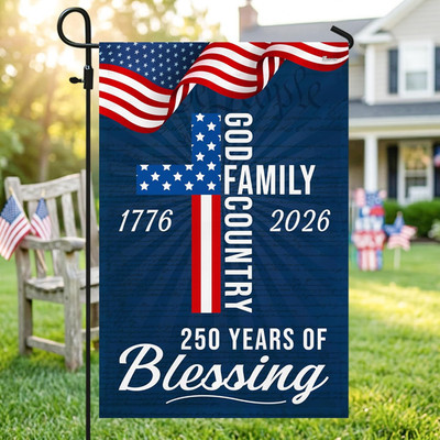 American 250 Years of Blessing Flag - Polyester Double-Sided Yard Flags for outs