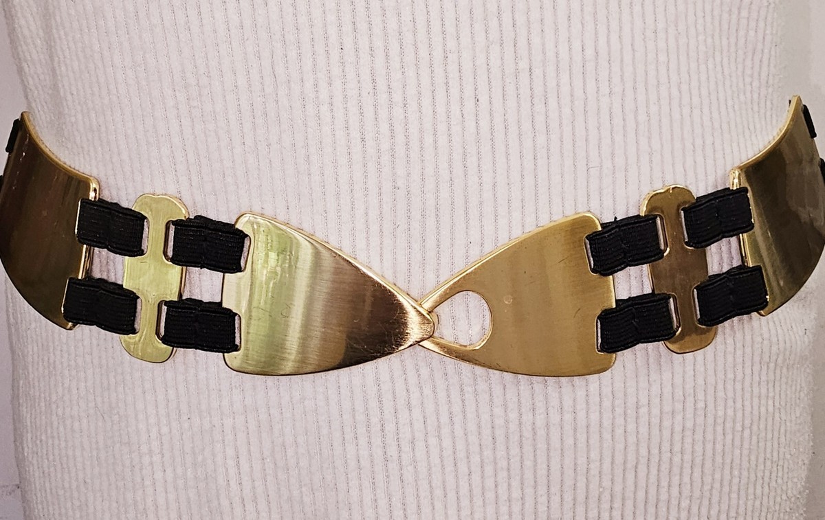 WCM New York elastic rectangular shape Matte Gold Link Statement Belt Gold Hardware Raffia Elastic Belt - Natural | Boston Proper main image 4