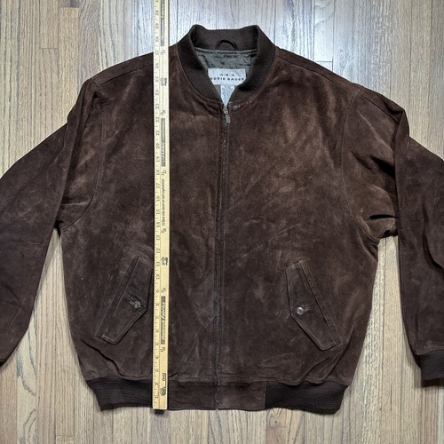 Vintage AKA Eddie Bauer Brown Suede Leather Jacket Men’s Full Zip SZ Medium - Picture 6 of 14
