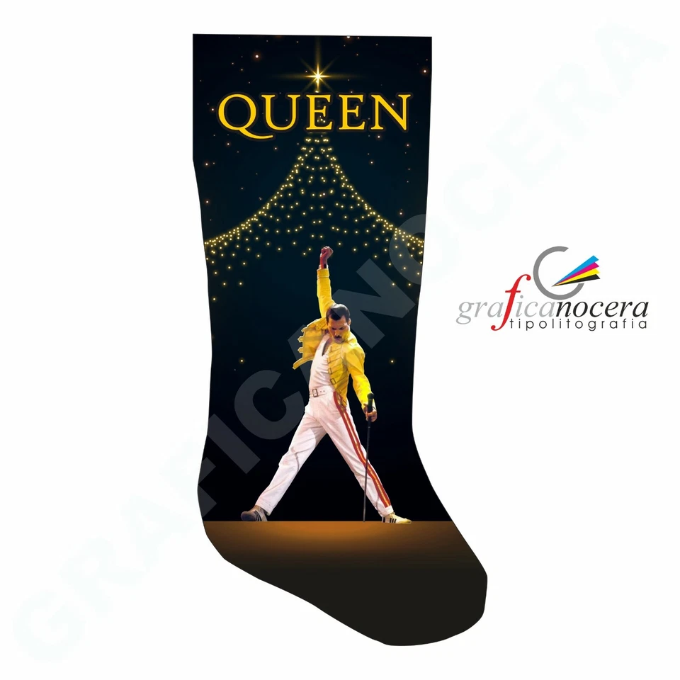 - FATTO A MANO - Calza 50cm FREDDIE MERCURY queen rock band musica befana epifania idea regalo
