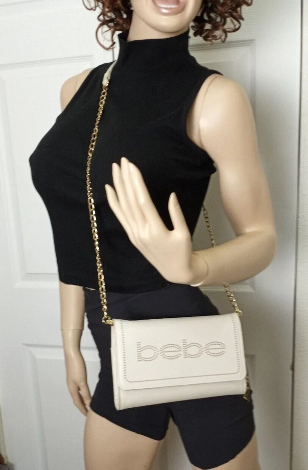 BEBE NAOMI BANDOLERA CUERO BLANCO ROTO CON CADENA DORADA CORREA DESMONTABLE Foto 4 de 4