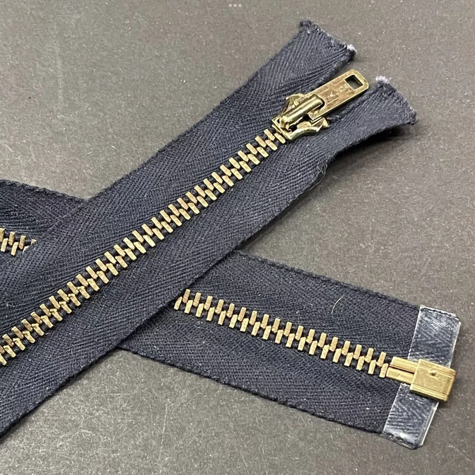 TALON Brass Jacket Zipper 20.5 Inch Cotton OPEN END Vintage Navy Blue - Image 2 of 4