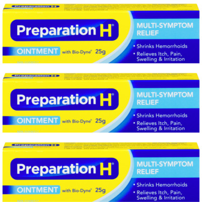 3x Canadian Preparation H Ointment with Bio-Dyne 25g Multi-Symptom Relief