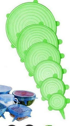 Magic Silicone Stretch Lid 6 PCS Reusable Wrap Covers Microwave Oven Compatible - Picture 3 of 6